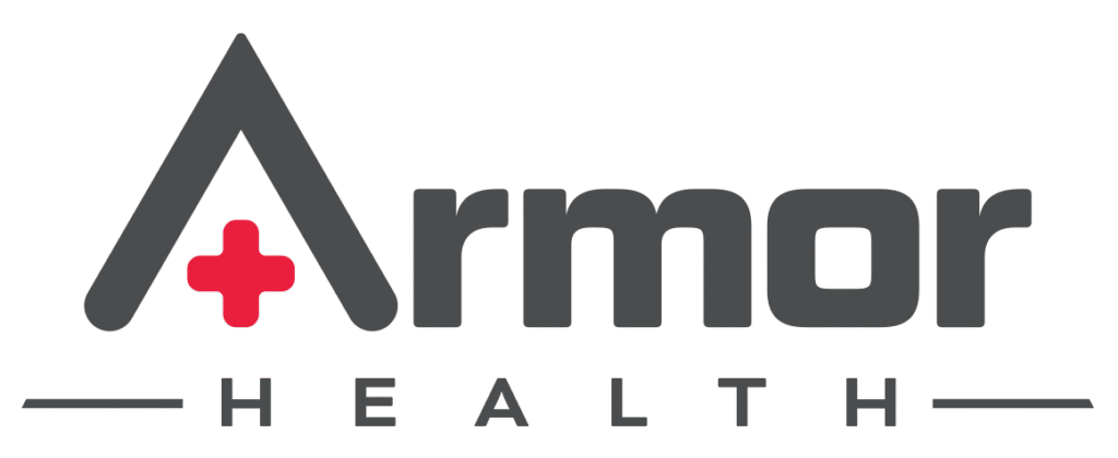 Armor Health logo with red cross symbol.